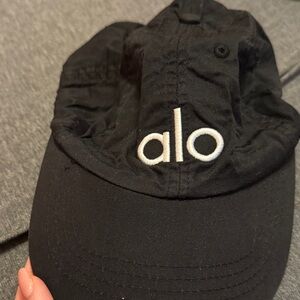 ALO Yoga Black Cap with White Logo